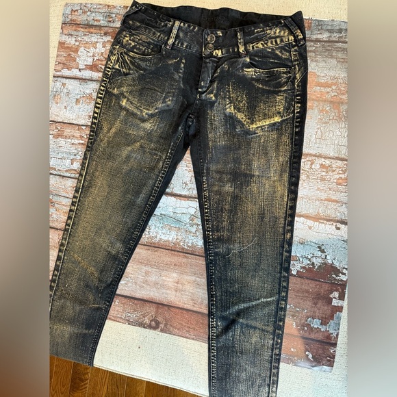 BNWT bebe Black and Gold / Copper Skinny Jeans - Picture 6 of 11